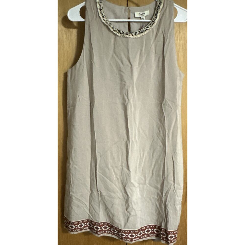 Hayden Los Angeles Beige Sundress Size Large Embroidered Neck And Hem Lined